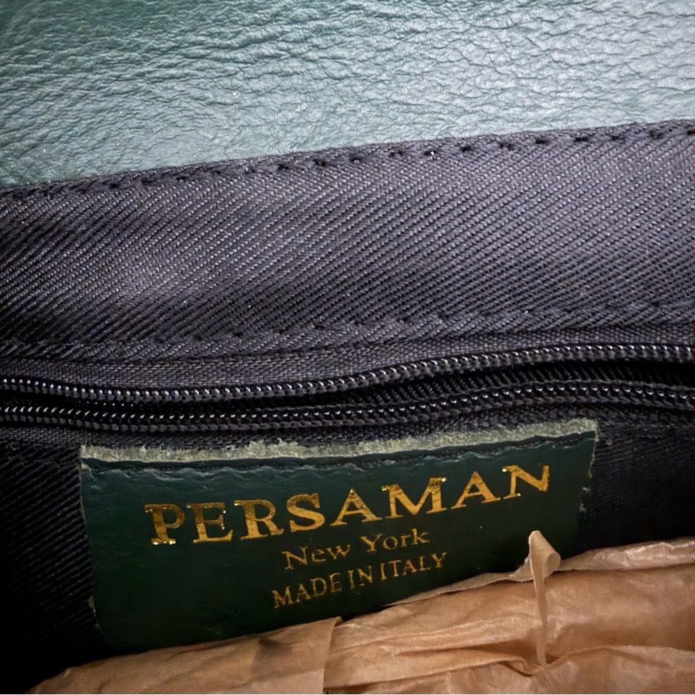 Persaman New York Made in Italy dark Green Quilted Studded Chain Bag Purse - Picture 10 of 10